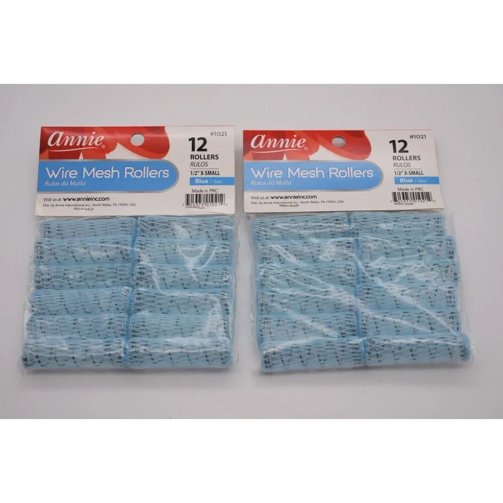 Annie Wire Mesh Rollers – X-Small 12 Count Blue - 1/2